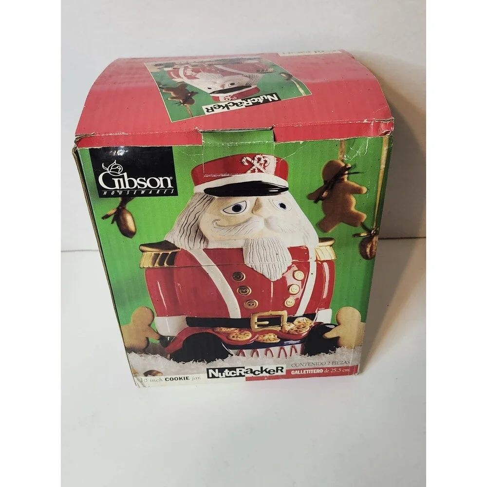 Gibson Housewares Nutcracker Cookie Jar Christmas Holiday Kitchen Decor 10.75